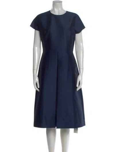 Pre-owned Ann Mashburn Crew Neck Midi Length Dress In Blue