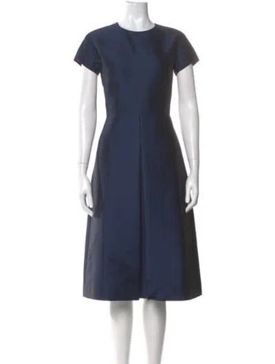 Pre-owned Ann Mashburn Crew Neck Midi Length Dress In Blue