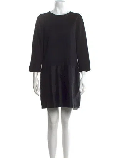 Pre-owned Ann Mashburn Crew Neck Mini Dress In Black