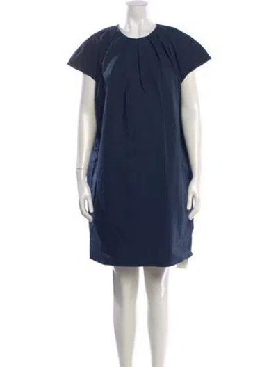 Pre-owned Ann Mashburn Crew Neck Mini Dress In Blue