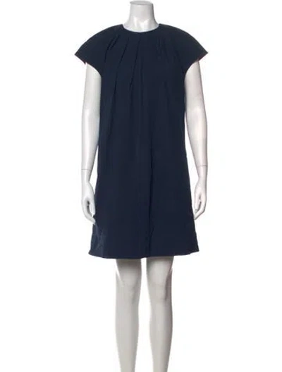 Pre-owned Ann Mashburn Crew Neck Mini Dress In Blue