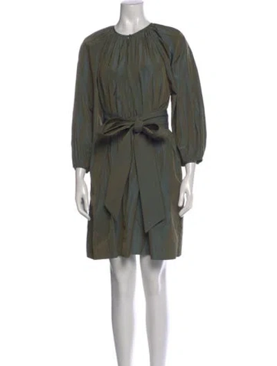 Pre-owned Ann Mashburn Crew Neck Mini Dress In Green