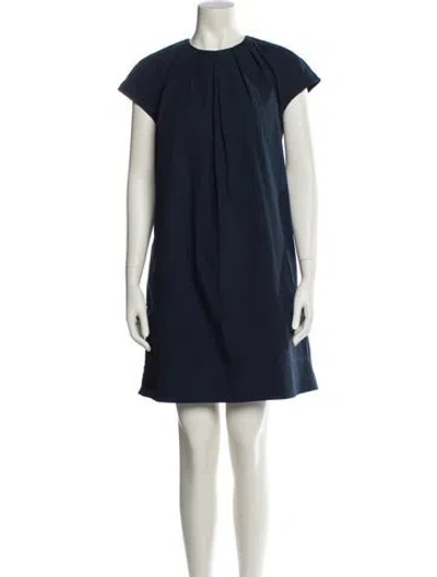 Pre-owned Ann Mashburn Crew Neck Mini Dress W/ Tags In Blue