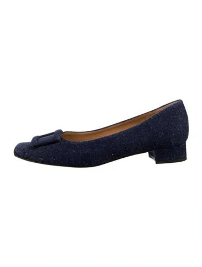 Pre-owned Ann Mashburn Denim Ballet Flats In Blue