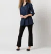 Ann Mashburn Designer Tunic Top In Navy Poplin In Blue