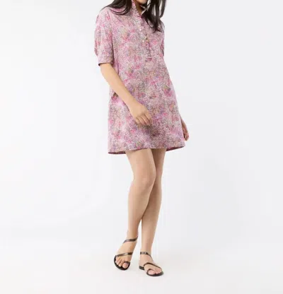 Ann Mashburn Elbow-sleeve Frill Midi Dress In Orchid Fields Of Eden Liberty In Pink