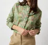 Ann Mashburn Elbow-sleeve Frill Shirt In Green Fields In Multi