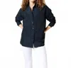 Ann Mashburn Elle Button Down Shirt In Navy Nylon In Blue