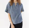 Ann Mashburn Estee Top In Indigo Cotolino Chambray In Multi