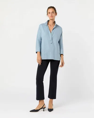 Ann Mashburn Fanny Shirt In Sky Brushed Twill In Blue