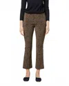 Ann Mashburn Faye Flare Cropped Pant In Olive Leopard In Animal Print