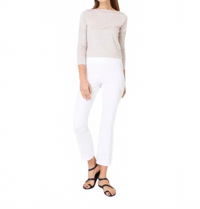 ANN MASHBURN FAYE FLARE CROPPED PANT IN WHITE GARMENT-DYED STRETCH TWILL