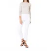 Ann Mashburn Faye Flare Cropped Pant In White Garment-dyed Stretch Twill In Multi