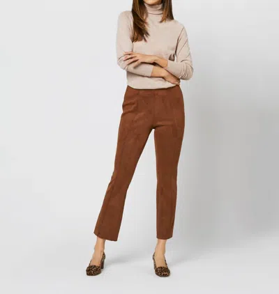 Ann Mashburn Faye Flare Cropped Pants In Cognac Vegan Suede In Multi