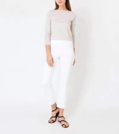 Ann Mashburn Faye Flare Cropped Pants In White Stretch Denim In Multi