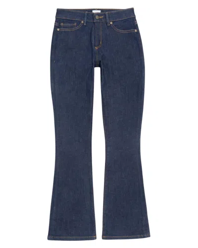 Ann Mashburn Flare Cropped 5-pocket Stretch Denim Jean In Indigo In Blue