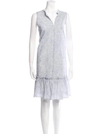 Pre-owned Ann Mashburn Floral Print Knee-length Dress In Blue