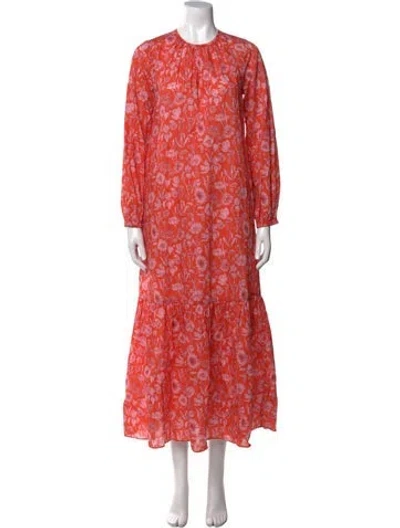 Pre-owned Ann Mashburn Floral Print Long Dress In Multi