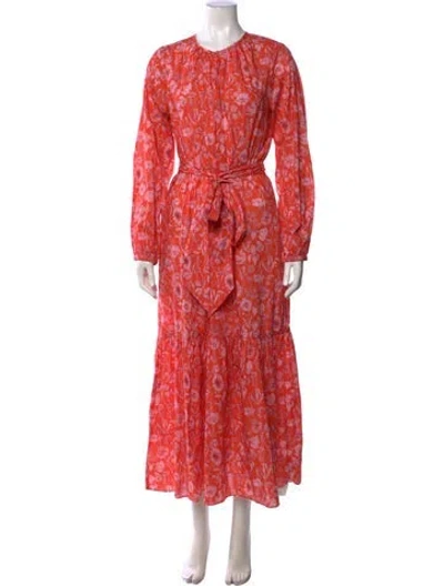 Pre-owned Ann Mashburn Floral Print Long Dress In Multi