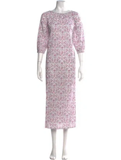 Pre-owned Ann Mashburn Floral Print Long Dress In Multi