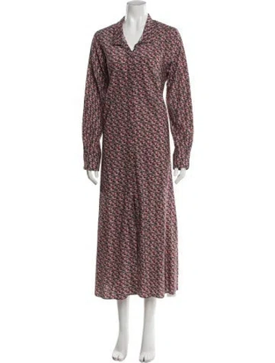 Pre-owned Ann Mashburn Floral Print Long Dress In Pink