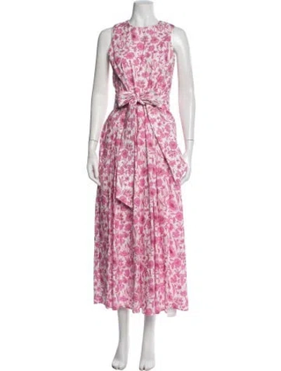 Pre-owned Ann Mashburn Floral Print Long Dress W/ Tags In Pink