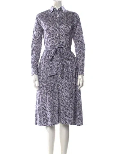 Pre-owned Ann Mashburn Floral Print Midi Length Dress In Blue