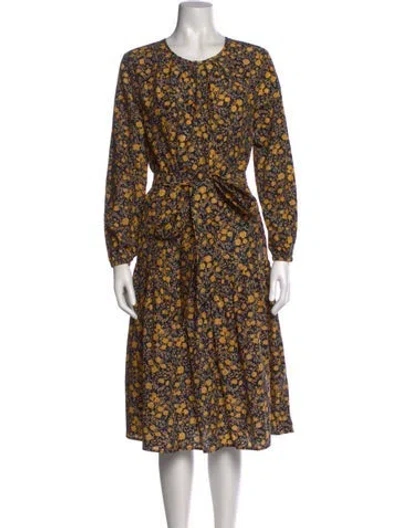 Pre-owned Ann Mashburn Floral Print Midi Length Dress In Multi