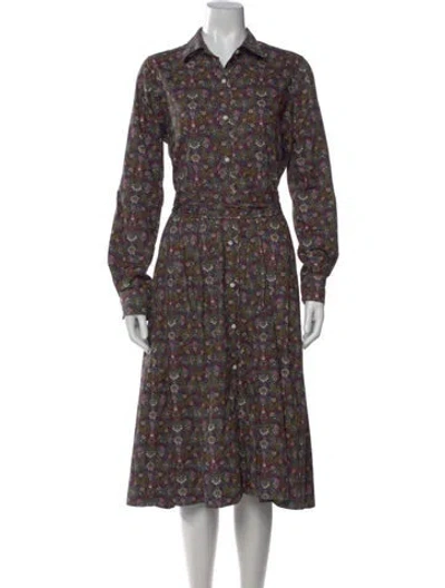 Pre-owned Ann Mashburn Floral Print Midi Length Dress In Multi
