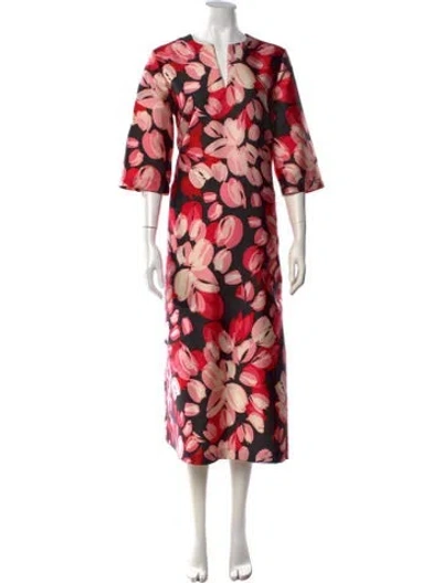 Pre-owned Ann Mashburn Floral Print Midi Length Dress In Multicolor
