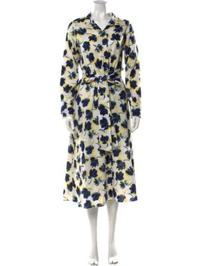 Pre-owned Ann Mashburn Floral Print Midi Length Dress In Multicolor