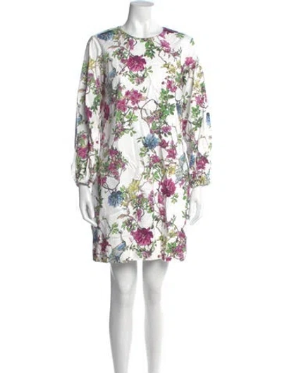 Pre-owned Ann Mashburn Floral Print Mini Dress In Multi