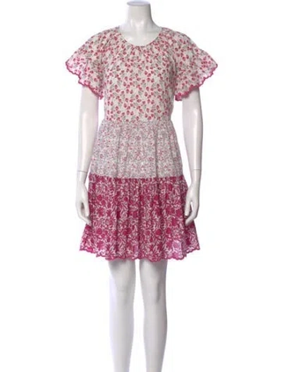 Pre-owned Ann Mashburn Floral Print Mini Dress In Pink