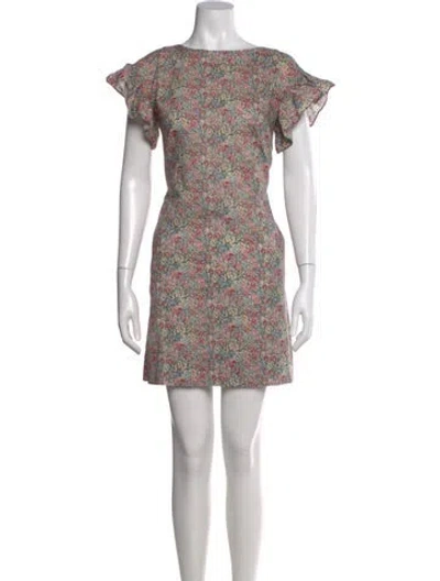 Pre-owned Ann Mashburn Floral Print Mini Dress In Pink