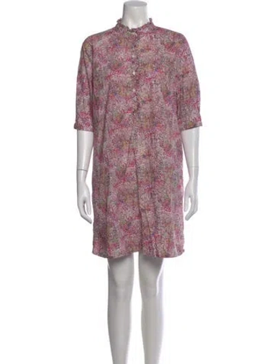Pre-owned Ann Mashburn Floral Print Mini Dress In Purple