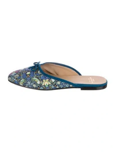 Pre-owned Ann Mashburn Floral Print Mules In Blue