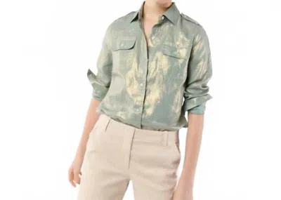 Ann Mashburn Foil-printed Safari Shirt In Sea Foil In Multi