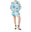 Ann Mashburn Francine Mini Dress In White/blue Floral Printed Faille In Blue