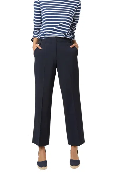 Ann Mashburn Frankie Cropped Pant In Navy Bi-stretch Tropical Wool In Blue