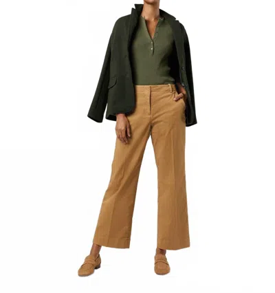 Ann Mashburn Frankie Cropped Pants In British Khaki Stretch Twill In Brown