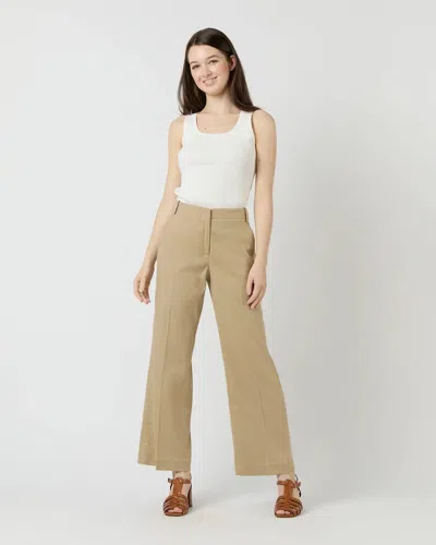 Ann Mashburn Frankie Pants In Khaki Stretch Cotolino In Neutral