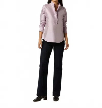 Ann Mashburn Frill Shirt In Lilac Silk Shantung In Purple