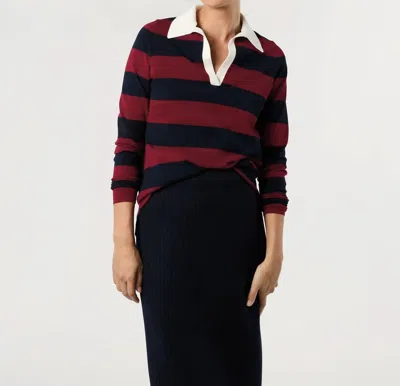 Ann Mashburn Georgina Rugby Sweater In Dark Cherry Ice Cotton In Red