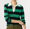 Ann Mashburn Georgina Rugby Sweater In Kelly Green Ice Cotton In Multi