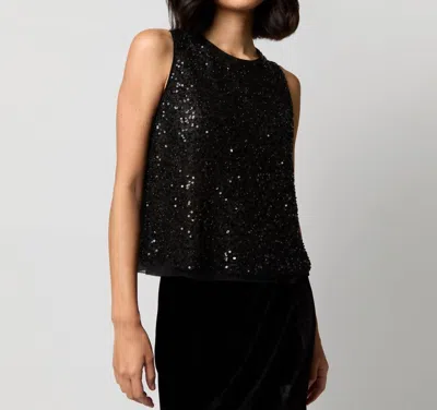 Ann Mashburn Gia Shell Top In Black Beaded Mesh In Multi