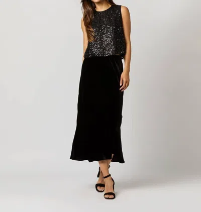 Ann Mashburn Gia Shell Top In Black Beaded Mesh In Multi
