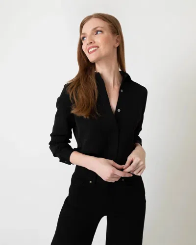 Ann Mashburn Icon Blouse In Black Silk Crepe De Chine
