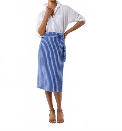 Ann Mashburn Kara Wrap Skirt In Blue/white Knotted Striped Jacquard