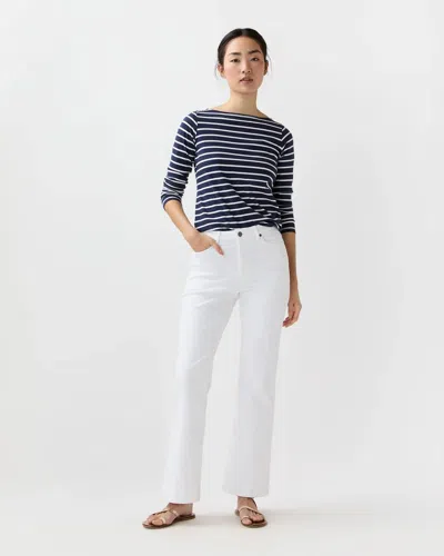 Ann Mashburn Kendall Flare 5 Pocket Jean In White Stretch Denim