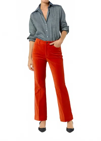 Ann Mashburn Kendall Flare 5-pocket Jeans In Persimmon Stretch Velveteen In Red